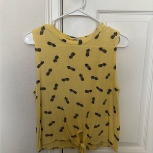 Yellow Pineapple Print Sleeveless Top